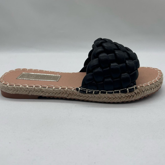Forever Sandals Womens‎ 8 Black Woven Flat Slides Open Toe Braided Slip On NEW - Picture 4 of 7